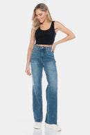 Judy Blue Full Size Tummy Control Cut Raw Hem Straight Jeans.