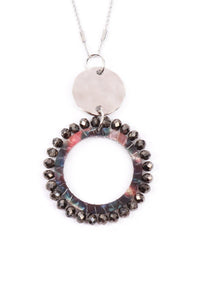 Myn1327 - Glass Beaded Hoop Pendant Necklace.