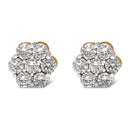 10K Yellow Gold Plated .925 Sterling Silver 2.0 Cttw Diamond Floral Cluster Stud Earrings (J-K Color, I1-I2 Clarity).