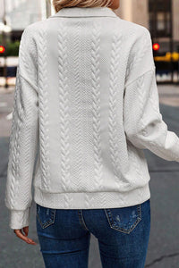 Half Zip Drop Shoulder Long Sleeve Sweatshirt.