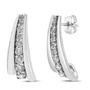 .925 Sterling Silver 1 Cttw Round Diamond Graduated Huggie Earrings (I2-I3 Clarity, I-J Color).