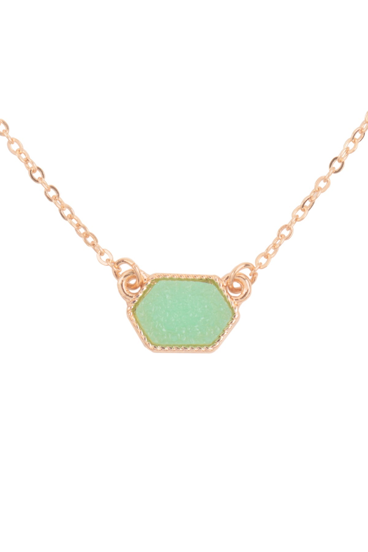 Druzy Hexagon  Necklaces With Stud Earrings