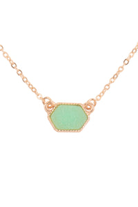 Druzy Hexagon  Necklaces With Stud Earrings