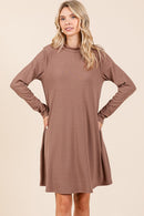 Mittoshop Mock Neck Long Sleeve Dress with Pockets.