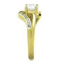 TK1702 Two-Tone IP Gold (Ion Plating) Stainless Steel Ring With AAA Grade CZ in Clear.