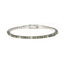 18K White Gold 3/8 Cttw Diamond With Blue Sapphire and Green Tsavorite Gemstone Multi-Colored Tennis Bracelet (Brown And.