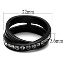 TK2281 IP Black(Ion Plating) Stainless Steel Ring With Top Grade Crystal in Black Diamond.