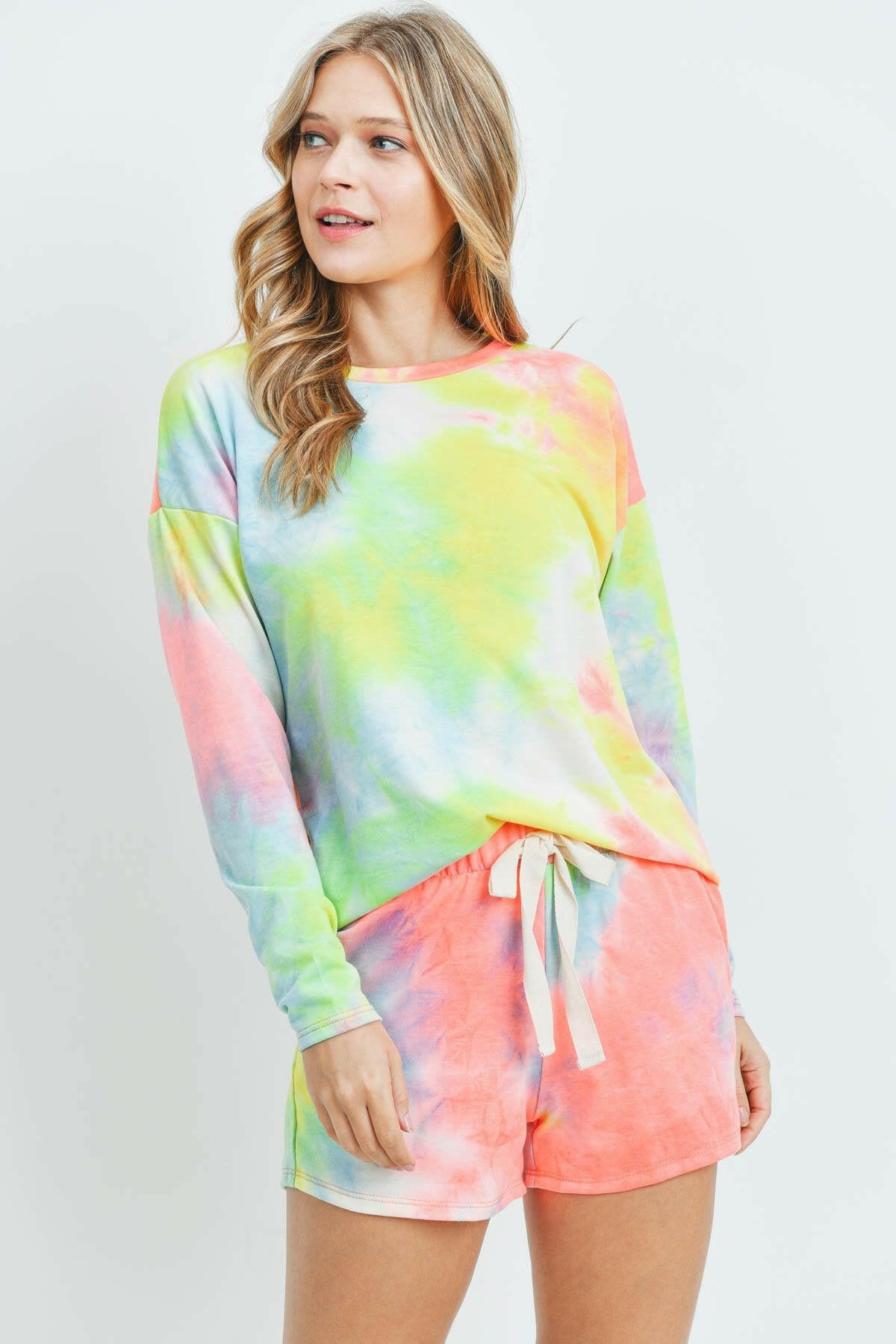 Tie Dye Top and Shorts Set With Self Tie.