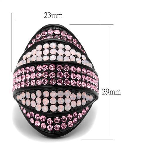 IP Black(Ion Plating) Stainless Steel Ring With Top Grade Crystal in Multi Color