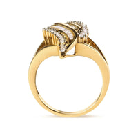 10K Yellow Gold 1/2 Cttw Round and Baguette Cut Diamond Cocktail Ring (H-I Color, I1-I2 Clarity).