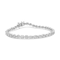 .925 Sterling Silver 1/2 Cttw Miracle Set Diamond Milgrain Style Link Bracelet (I-J, I3-Promo) - Size 7.25".