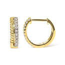 10K Yellow Gold 1/10 Cttw Diamond and Rope Twist Huggy Hoop Earrings (H-I Color, I1-I2 Clarity).