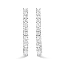 14K White Gold Natural Princess Cut Diamond Inside Out Hoop Earrings (G-H Color, SI2-I1 Clarity).