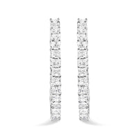 14K White Gold Natural Princess Cut Diamond Inside Out Hoop Earrings (G-H Color, SI2-I1 Clarity).