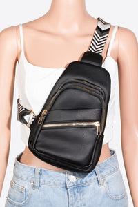 Fame PU Leather Chevron Strap Crossbody Bag.