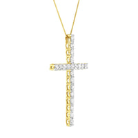 10K Yellow Gold Plated .925 Sterling Silver 4.0 Cttw Round Cut Diamond Cross Pendant Necklace (J-K Color, I1-I2 Clarity).