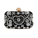 Satin Vintage Women Evening Bags Metal Flower Luxury Diamonds Clutch.