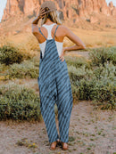 Double Take Full Size Printed V-Neck Sleeveless Jumpsuit.