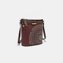 Nicole Lee USA Metallic Stitching Embroidery Inlaid Rhinestone Crossbody Bag.