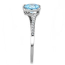 High Polished (No Plating) Stainless Steel Ring With AAA Grade CZ in Sea Blue