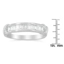 .925 Sterling Silver 1/2 Cttw Baguette Cut Diamond Channel Set X-Station Wedding Ring (H-I Color, I1-I2 Clarity).