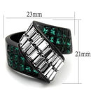 TK2199 IP Black(Ion Plating) Stainless Steel Ring With Synthetic in Blue Zircon