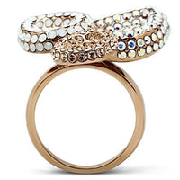 GL219 IP Rose Gold(Ion Plating) Brass Ring With Top Grade Crystal in Multi Color