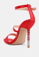 Lawsuit Rhinestone Ball Heel Satin Sandals.