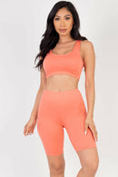 Solid Color Crop Tank Top & Biker Shorts Active Set (CAPELLA)