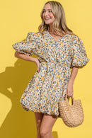 And The Why Full Size Floral Surplice Puff Sleeve Dress.