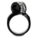 TK2199 IP Black(Ion Plating) Stainless Steel Ring With Synthetic in Blue Zircon