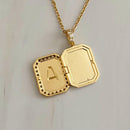 Initial Deco Open Locket Pendant Necklace.