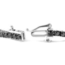 .925 Sterling Silver 4-Prong Set Treated Black Round-Cut Diamond Classic Tennis Bracelet (Black Color, I2-I3 Clarity) -.