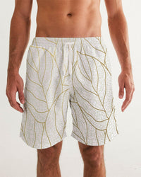 Abstract Gold Leaves 7" Classic Men Swim Trunk.