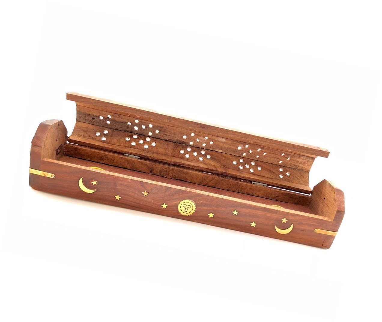 Celestial Wood Incense and Cone Burner, Ash Catcher With Storage - 18".