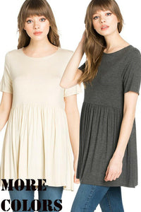 Short Sleeve Empire Waist Tunic.