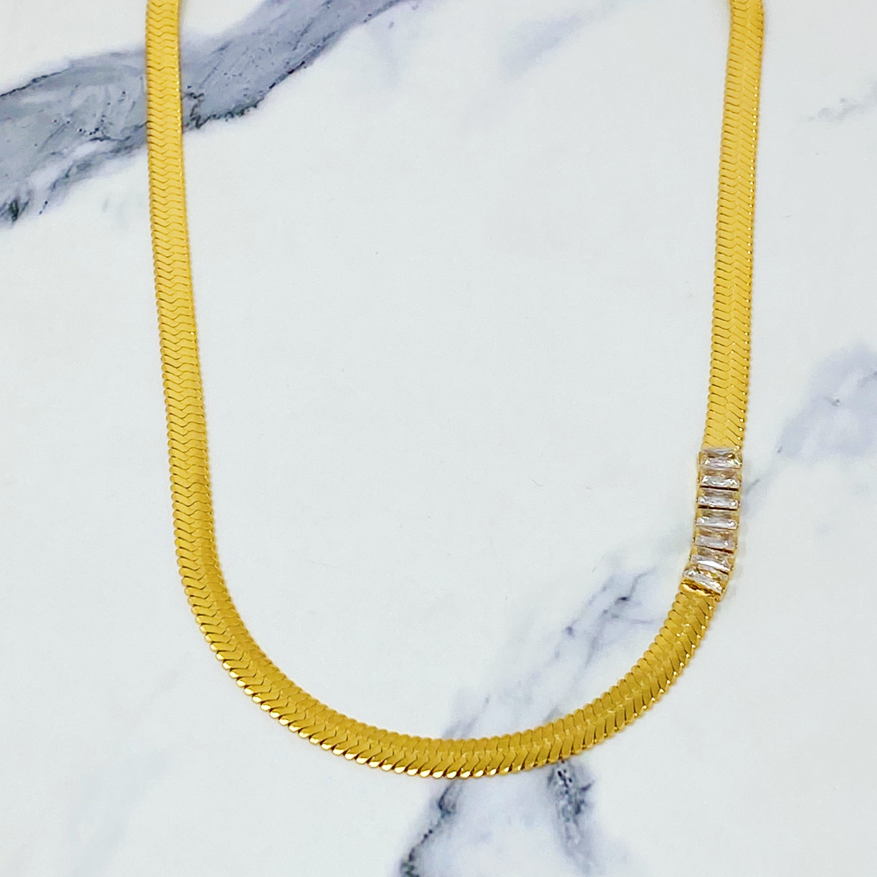 Herringbone Jeweled Necklace.