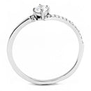 DA152 High Polished (No Plating) Stainless Steel Ring With AAA Grade CZ in Clear