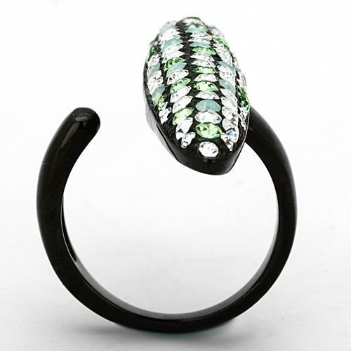 IP Black(Ion Plating) Stainless Steel Ring With Top Grade Crystal in Multi Color