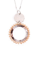 Myn1327 - Glass Beaded Hoop Pendant Necklace.