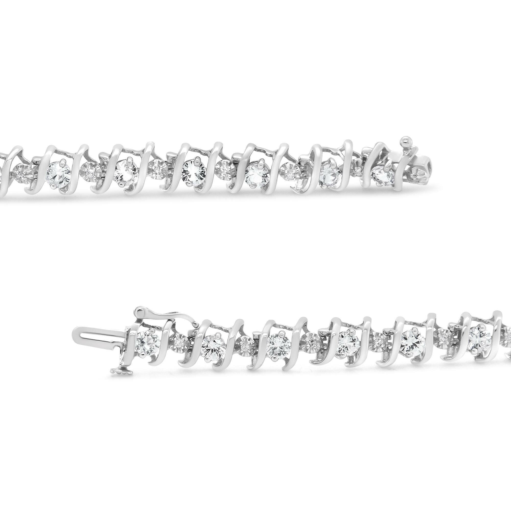 .925 Sterling Silver Lab-Grown Birthstone and 1/6 Cttw Round Diamond Tennis Bracelet (H-I Color, I1-I2 Clarity)