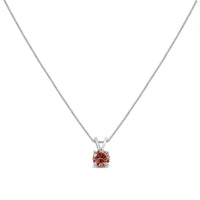 10K White Gold 1/4 Cttw Round Brilliant Cut Lab Grown Diamond 4-Prong Solitaire Pendant Necklace.