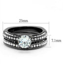 TK1175LJ IP Light Black  (IP Gun) Stainless Steel Ring With AAA Grade CZ in Clear.