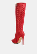 Tinkles Embossed High Heeled Calf Boots by Ruw.