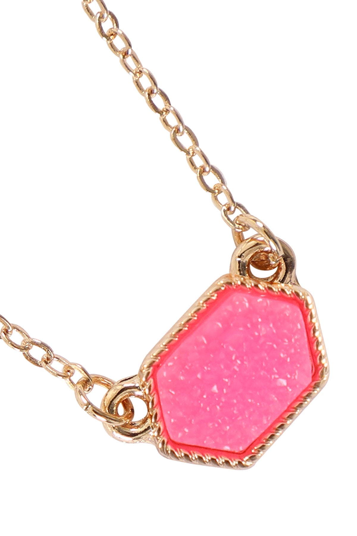 Druzy Hexagon  Necklaces With Stud Earrings