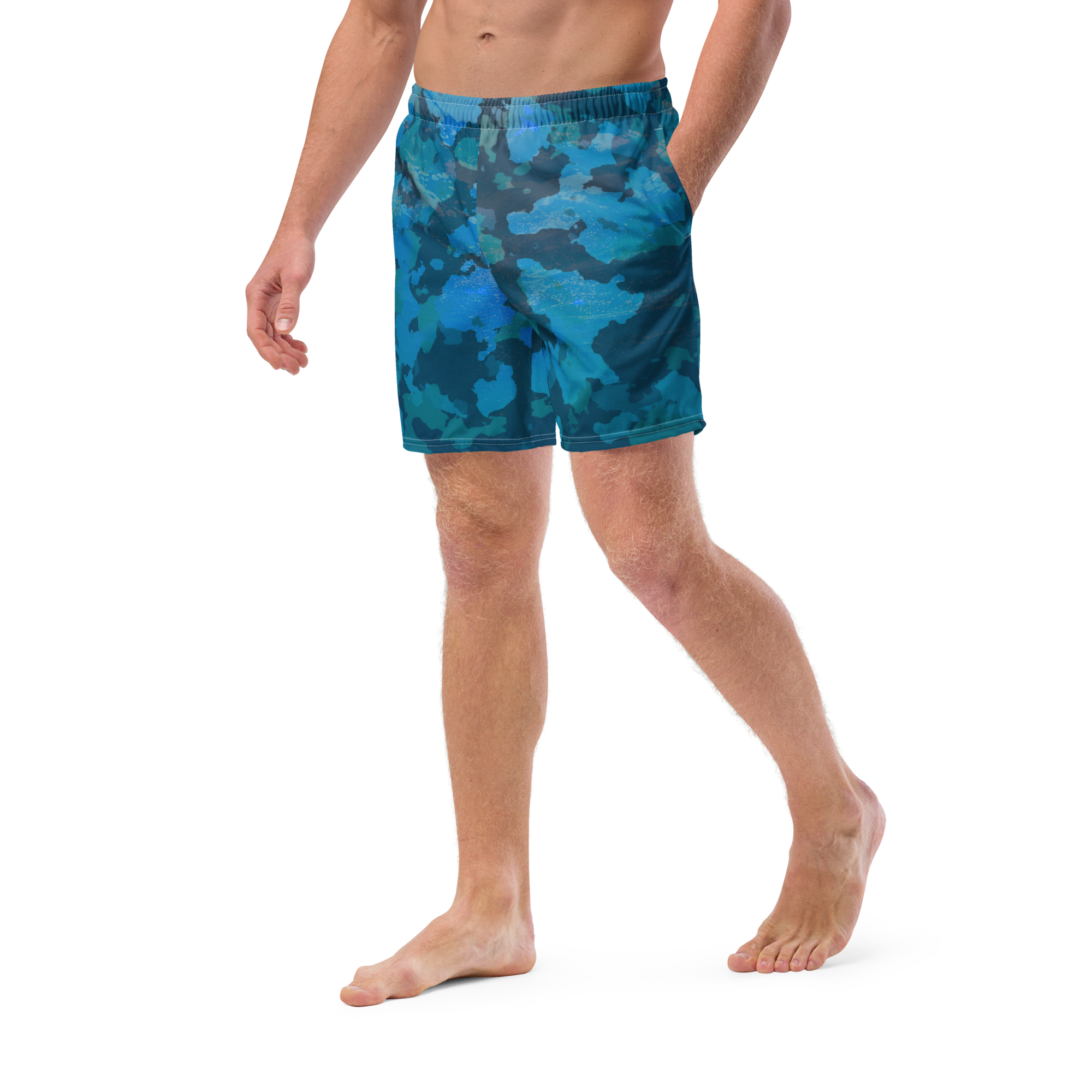 Men's Ocean Camo Recycled Mid-Length UPF 50+ Swim Shorts