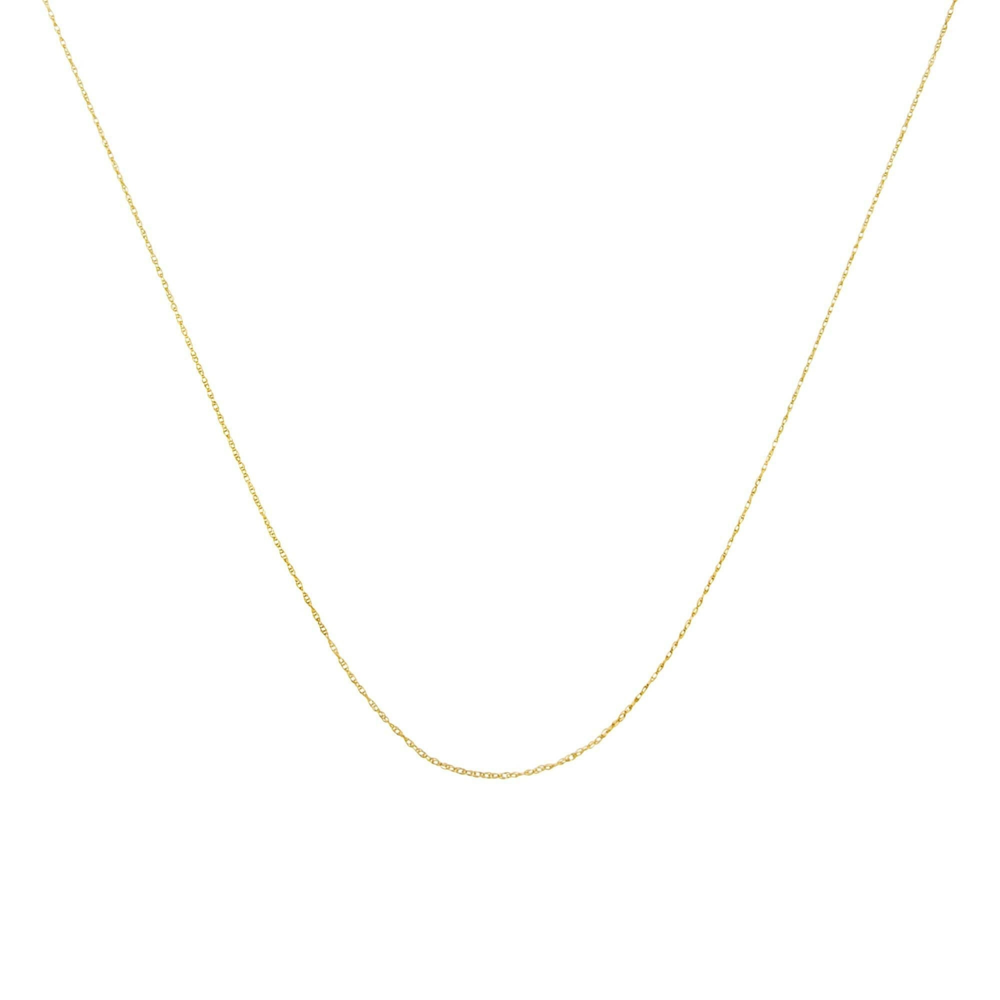 10K Gold 0.5 Mm Slender & Dainty Fine Rope Chain Necklace