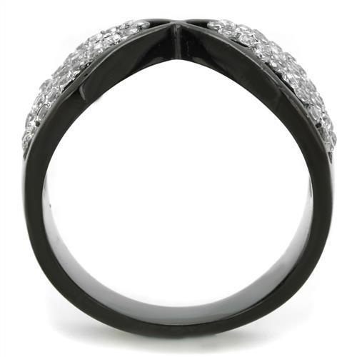 TK1644 Two-Tone IP Black Stainless Steel Ring With AAA Grade CZ in Clear