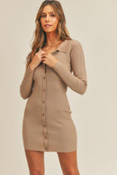 Mable Button Up Ribbed Mini Shirt Dress.