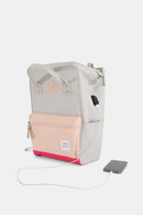 Himawari Contrast Waterproof Backpack Bag with External USB Port.